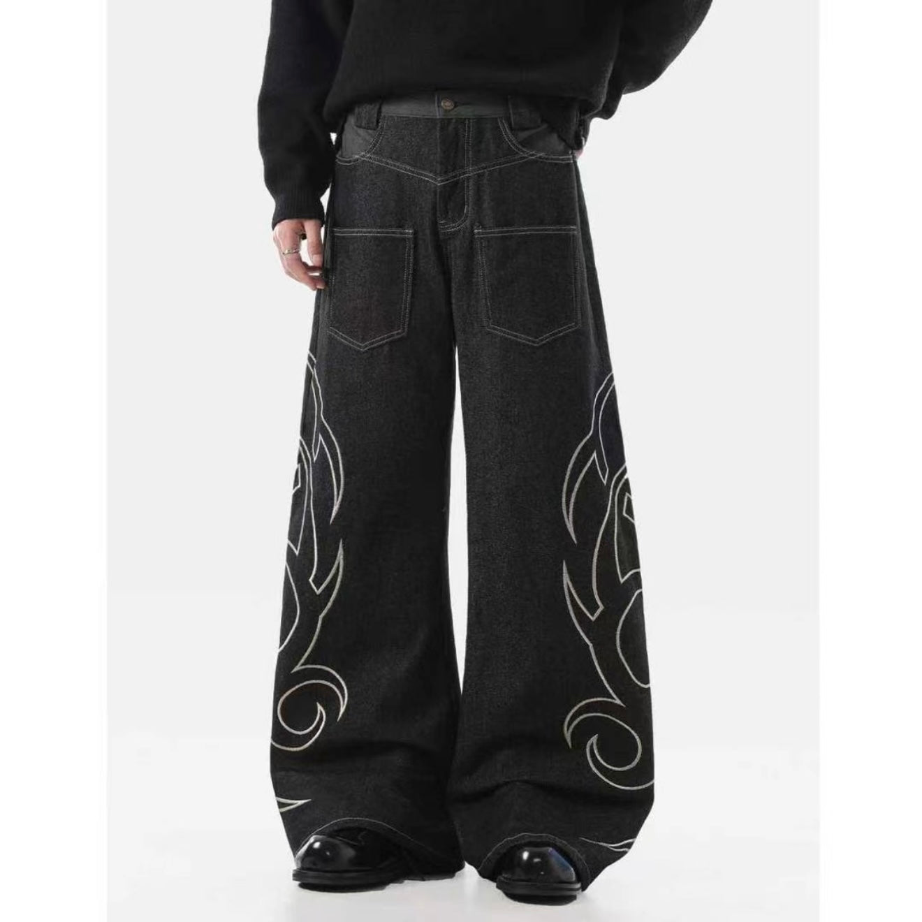 Tribal Embroidered Dark Denim